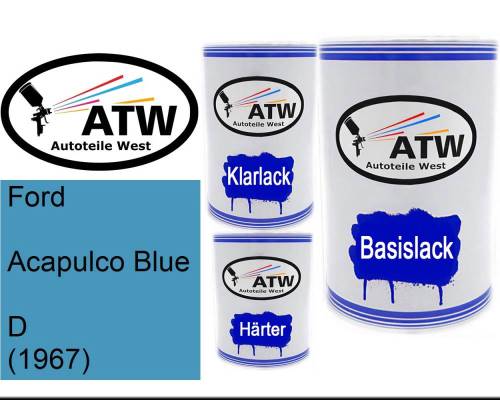 Ford, Acapulco Blue, D (1967): 500ml Lackdose + 500ml Klarlack + 250ml Härter - Set, von ATW Autoteile West.